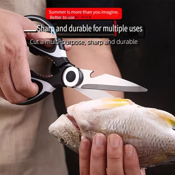 1pc, Kitchen Scissors, Poultry Shears, Kitchen Shears, Kitchen Fish Bone Scissors, Multifunctional Stainless Steel Chicken Bone Scissors For Duck Fish, Food Scissors, Kitchen Meat Scissors, Nut Opener, Bottle Opener, Kitchen Accessories - Image 9