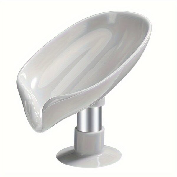Elegant Leaf-Shaped Soap Holder: Drain-Design, Strong Suction, Easy Install, Enhances Bathroom Decor & Keeps Soap Dry - Image 2