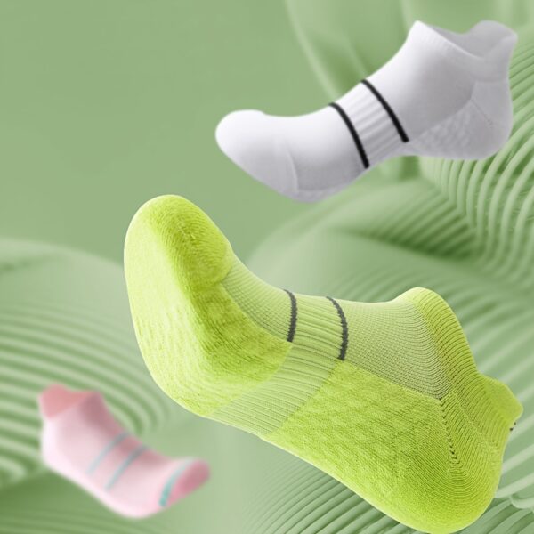 5pairs Men's Professional Sports Socks, Summer Thin Mesh Breathable Sweat-absorbing Anti-odor Ear Lifting Heel Guard Short Socks - Image 3