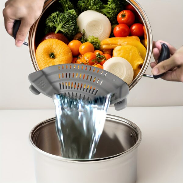 1pc Adjustable Clip-On Strainer for Pots and Pans, Plastic Pasta Strainer, Food Strainer for Meat Vegetables Fruit, Kitchen Colander Accessory - Image 5