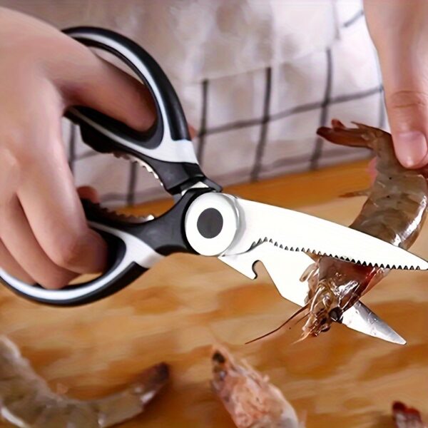 Heavy-Duty Stainless Steel Kitchen Scissors - Multifunctional Food Shears for Duck, Fish, Meat, Chicken Bones, Pizza & Salad - Perfect for BBQs and Home Use - Image 8