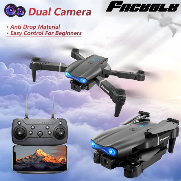 E99 Foldable Drone with Dual HD Cameras, 2.4GHz WiFi FPV Live Video Transmission, Remote Control Quadcopter for Beginners - Ideal Indoor & Outdoor Gift for Men, Indoor Flying | Modern Drone | Stable Flight Drone - Image 4