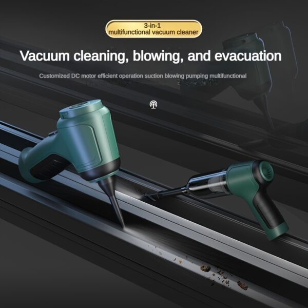 High Power Three In One Wireless Vacuum Cleaner With Extended Battery Life For Suction, Air Extraction, And Blowing At Home And In Car