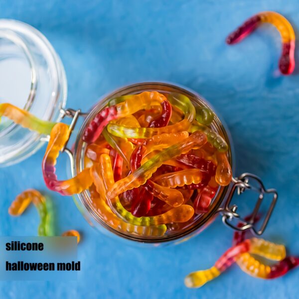 Vibrant Silicone Worm Mold - Non-Stick, Easy Release, BPA-Free, Perfect for Halloween Decorations, Cake Making, Gelatin, Gummies, Chocolate Crafting, and Creative Food Presentation - Image 3