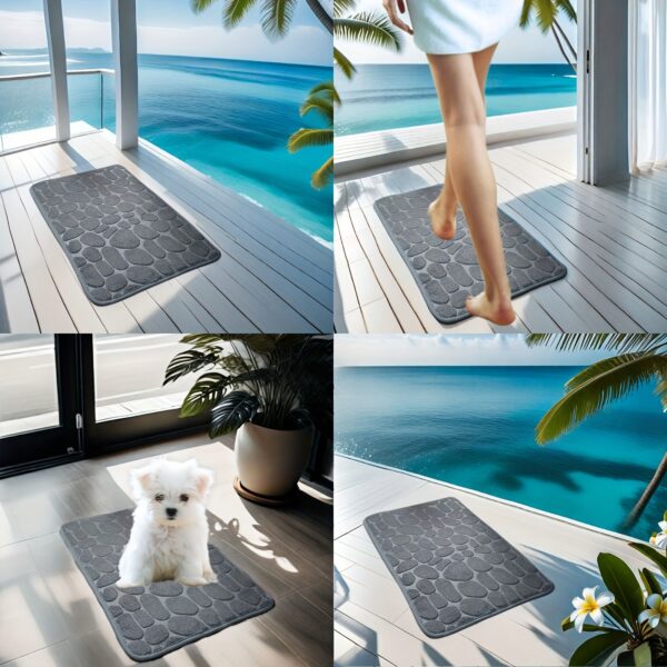 1pc Plush Memory Foam Bath Rug with Cobblestone Embossment - Quick-Dry, Non-Slip, Machine Washable - Soft & Comfortable for Shower and Bathroom, Ideal Fall Decor Accessory, Bathroom Rug - Image 6