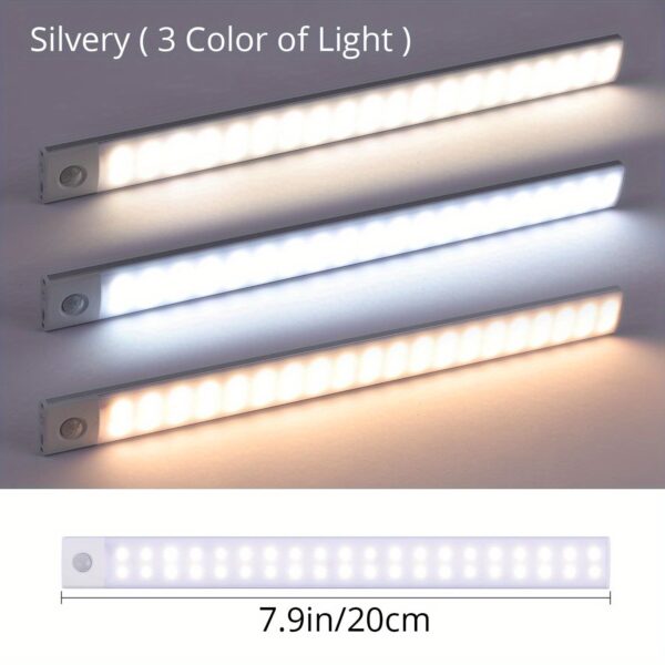 1pc KATHYLIGHT LED Motion Sensor Cabinet Light, Brushed Metal Strip Sconce with Voice Control, Wireless Magnetic USB Rechargeable, Auto-shut-off, Detachable Fixture, Plastic Shade, for Wardrobe, Closet, Kitchen, Stairs, Corridor, Shelf - 800mAh Lithium Ba - Image 17