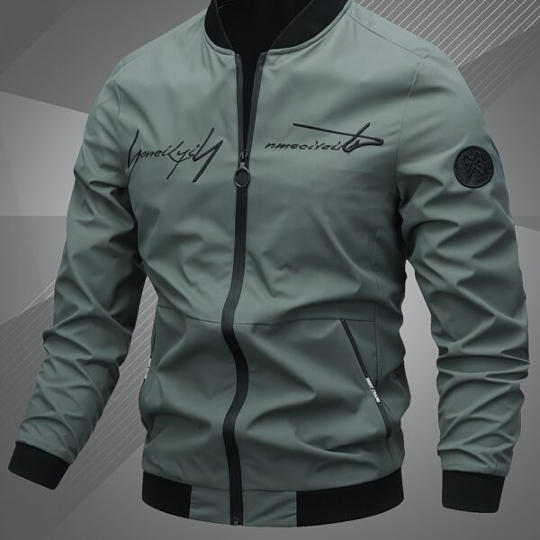 Men'S Letter Embroidered Casual Bomber Jacket - Image 14