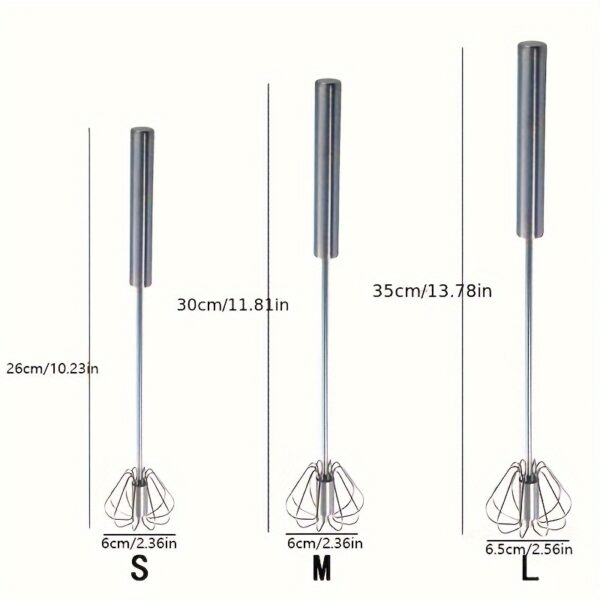 [1pc Multifunctional Whisk & Frother] 1pc Multifunctional Stainless Steel Whisk & Milk Frother, Home Baking Tools, Cream Egg Hand Blender, Household Push Blender Blender - Egg Whisk, Milk Frother, Hand Push Blender Blender Multi-Tool Eid Al-Adha Mubarak - Image 2