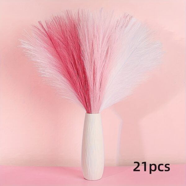 21pcs Boho Chic Artificial Pampas Grass - Soft Pink & White Faux Reed Feathers for Vase Arrangements, Perfect for Home, Wedding, and Farmhouse Decor, 55.88cm Tall Adjustable Stems, Flower Decor - Image 3