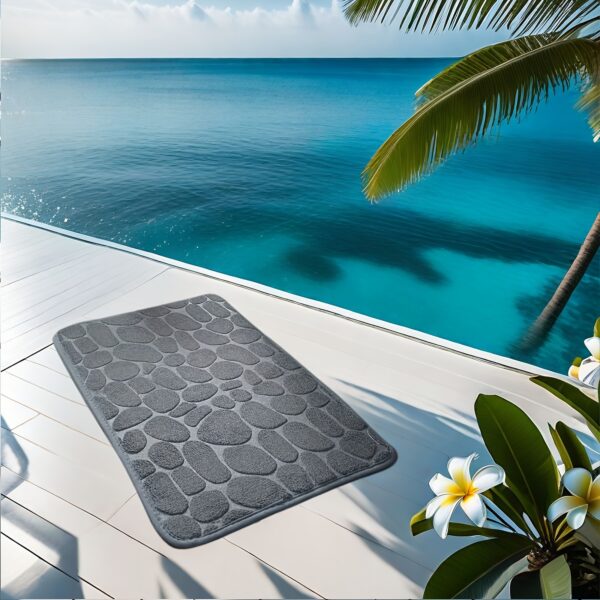1pc Plush Memory Foam Bath Rug with Cobblestone Embossment - Quick-Dry, Non-Slip, Machine Washable - Soft & Comfortable for Shower and Bathroom, Ideal Fall Decor Accessory, Bathroom Rug - Image 14