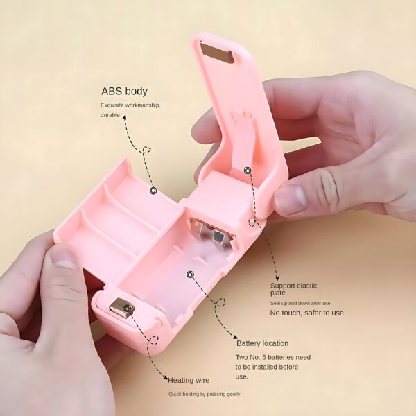 1pc Mini Handheld Snack Sealer – Compact ABS Plastic Bag Sealer for Freshness, Easy-to-Use Kitchen Gadget in White/Pink, Battery Operated (AA Batteries Not Included), Mini Bag Sealer - Image 22