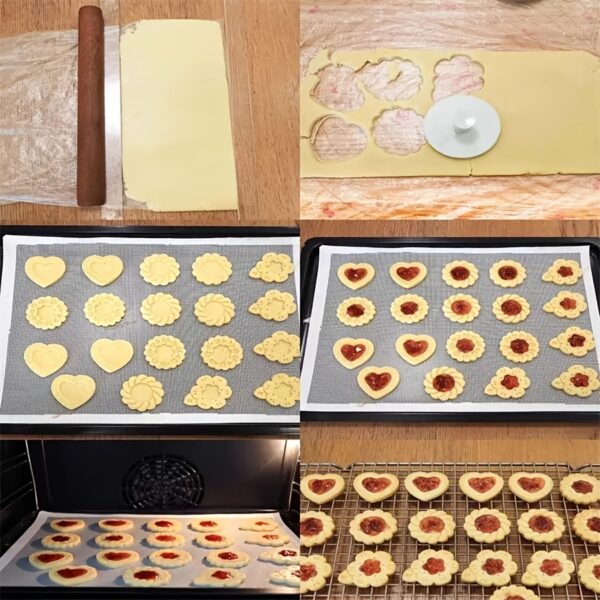 4pcs/Set Fruit Jam Sandwich Cookie Cutter Mold Valentine's Day Love Flower Biscuit Stamp Embossers Pressed Kitchen Accessories back to school - Image 3