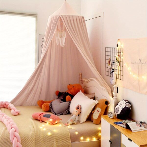 1pc Princess Style Kids Bed Canopy, Soft Polyester 100% Fabric, Machine Washable, Dreamy Mosquito Netting, Contemporary Reading Nook Tent for Girls Room, Indoor Use, 100-120 gsm - Image 9