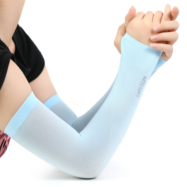 2pcs (1 Pair) Women's Ice Silk Arm Sleeve Sports Sleeve Sun Protection Hand Cover Cooling Gloves For Running Fishing Bike - Image 3