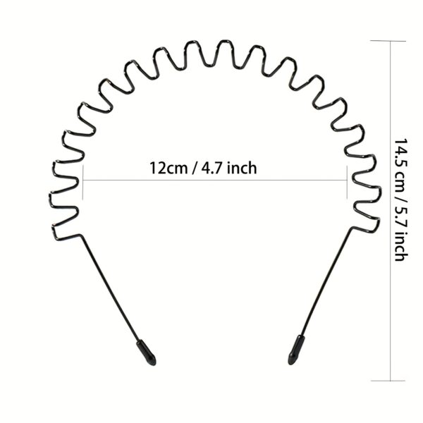 Non-Slip Elastic Black Wavy Metal Headband - Hair Band for Outdoor Sports & Fashion Accessory, Men's Spring Hair Clip - Image 16