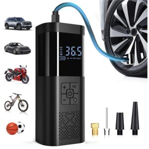 Portable Air Compressor Tire Inflator, 150PSI Car Tire Pump, Equipped with a Tire Pressure Gauge, LED Light, And a Three Times Faster One-Button Smart Cordless Tire Pump, Suitable for Cars, Motorcycles, Bicycles, And Sports Balls.
