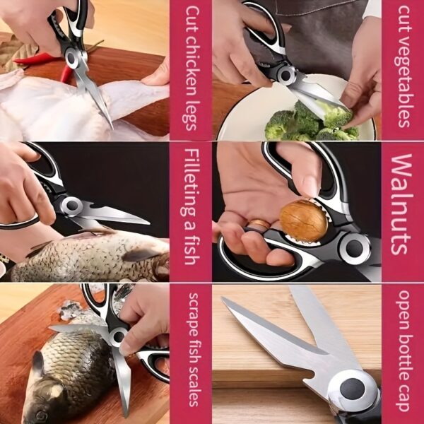 1pc, Kitchen Scissors, Poultry Shears, Kitchen Shears, Kitchen Fish Bone Scissors, Multifunctional Stainless Steel Chicken Bone Scissors For Duck Fish, Food Scissors, Kitchen Meat Scissors, Nut Opener, Bottle Opener, Kitchen Accessories - Image 17