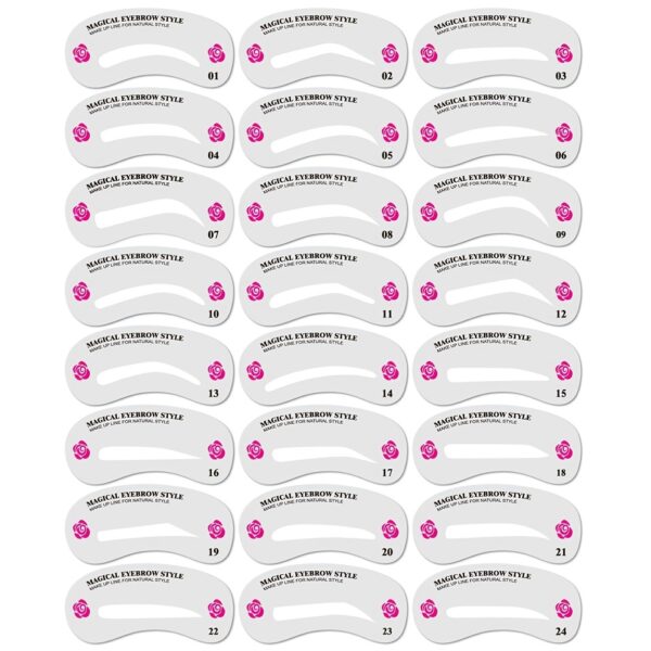 24 Styles Eyebrow Shaping Stencils - Grooming Kit for Women - Perfect for Beauty Modeling and Makeup Application - Image 3