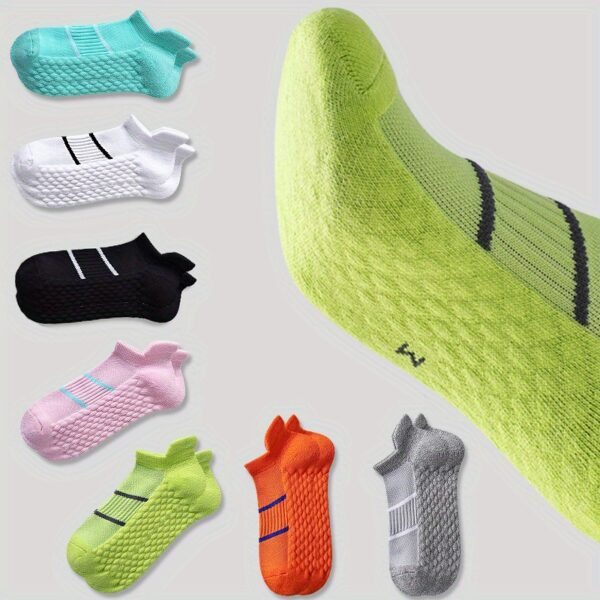 5pairs Men's Professional Sports Socks, Summer Thin Mesh Breathable Sweat-absorbing Anti-odor Ear Lifting Heel Guard Short Socks - Image 21