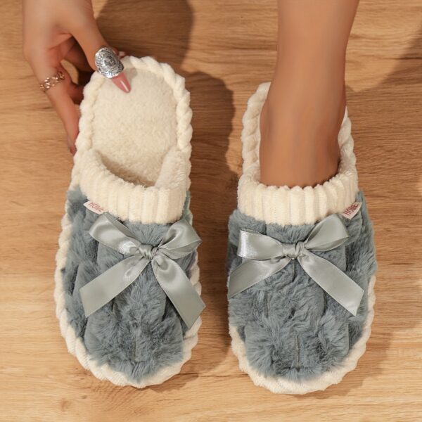 Cozy & Chic Women's Winter Plush Slippers - Soft, Warm Indoor Comfort with Non-Slip PVC Sole, Cream Cuff Detail, Hand Washable - Perfect for Home Relaxation - Image 26