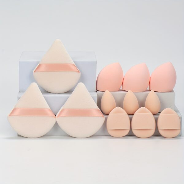 12pcs All-Purpose Makeup Sponge Set, Consisting of 3 Loose Powder Puffs, 3 Mini Air Cushion Puffs, 3 Beauty Eggs And 3 Mini Beauty Eggs. Foundation Blending Beauty Sponges, Liquid, Cream And Powder Flawless, Latex-Free Wet And Dry Foundation Makeup Cream, - Image 25