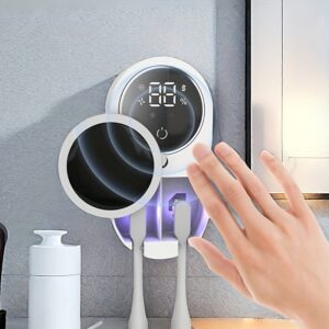 1pc Smart Dual Toothbrush Sterilizer, Automatic Cycle, Power Display, Wall-Mounted, USB Charging, ≤36V, 1800mAh Lithium Polymer Battery, Rechargeable - Ideal Bathroom Accessory, Perfect Gift for Family & Friends