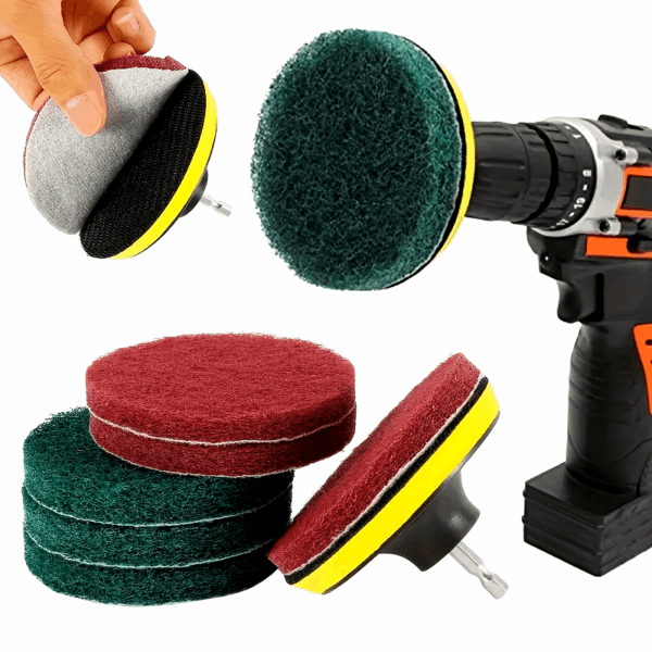 8PCS Power Drill Scrubber Brush Tile Cleaning Kit with Sanding Sponges, Green 180-240 Grits and Red 320-400 Grits - Bathroom Floor Tub Polishing Pads Home Cleaning Tools Set. - Image 12