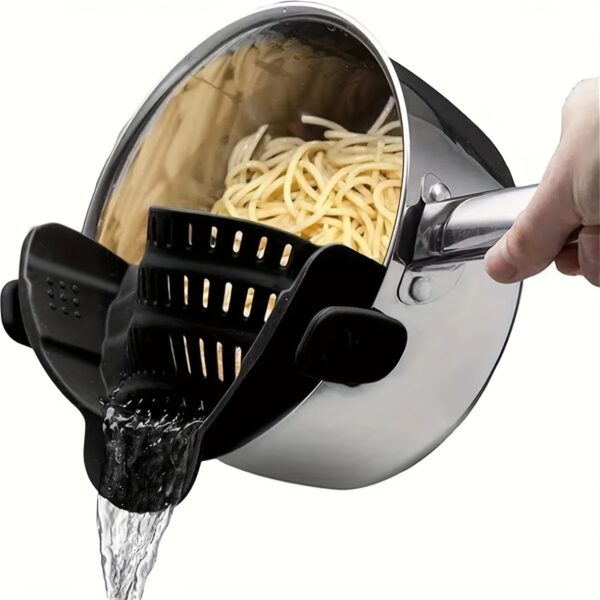 1pc Adjustable Clip-On Strainer for Pots and Pans, Plastic Pasta Strainer, Food Strainer for Meat Vegetables Fruit, Kitchen Colander Accessory - Image 2