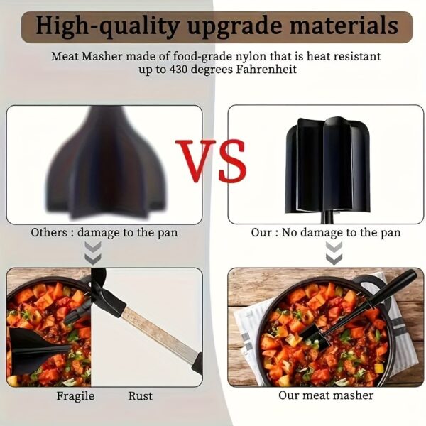 1pc ABERZEY Heat Resistant Plastic Meat Chopper - Manual Hamburger Meat Shredder, Beef Grinder for Crafting Burgers, Turkey & More - No Electricity Needed - Image 11