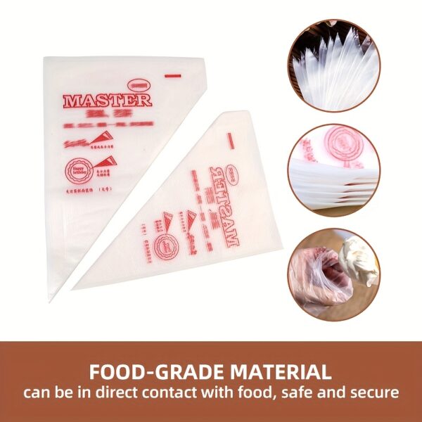[Durable Piping Bags] 50/100pcs Thick Disposable Piping Bags | Durable, Transparent, Suitable for Baking, Icing, DIY, Cake Decoration, Cookies, And Cream - Essential Baking Tools, Kitchen Gadgets, Kitchen Supplies, Kitchen Accessories, Cake Decorating Sup - Image 6