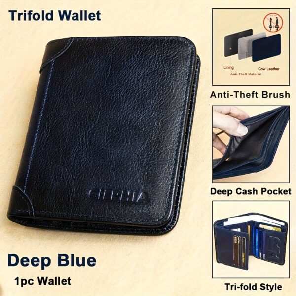 1pc CIEPHIA Vintage Genuine Leather RFID Blocking Wallet for Men - Slim, Multi-Functional ID & Credit Card Holder, Deep Brown with Embossed Logo, Ideal Gift for Valentine's Day - Image 9