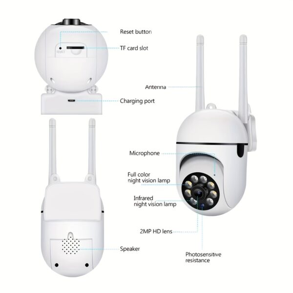 1pc JOOAN Wireless Security Camera, 1080P HD Indoor/Outdoor Cam with Color Night Vision, 2-Way Audio, PTZ Technology, Wall Hanging, App Control, Audio & Motion Alerts, USB Powered, 1920x1080 Resolution, Wi-Fi Smart Home Security Camera with Motion Trackin - Image 11