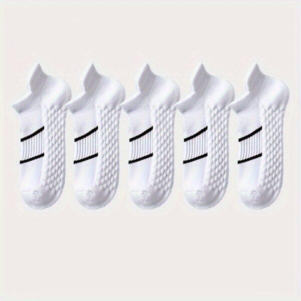 5pairs Men's Professional Sports Socks, Summer Thin Mesh Breathable Sweat-absorbing Anti-odor Ear Lifting Heel Guard Short Socks - Image 6
