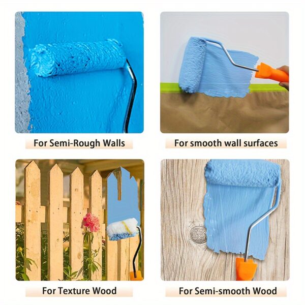 1pc Paint Roller Set, includes 1 handle, 10 paint rollers Extendable Handle, 4-Inch Sleeves, Versatile Application Roller Holder Washable Sleeves, Home Decor Paint Supplies, Wall and Ceiling Paint Brush Sleeves, Professional Effects - Image 5