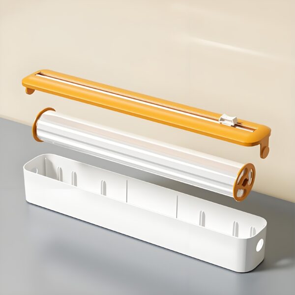 Dual-Action Fresh Wrap Dispenser & Cutter – Multi-Purpose Kitchen Sealer for Plastic, Tin Foil, Baking Paper & Wax Sheets – Reusable Packaging Machine with Orange Accents – Sleek White & Black Design, Kitchen Packaging Tool | Sleek Appliance Design | Dura - Image 14