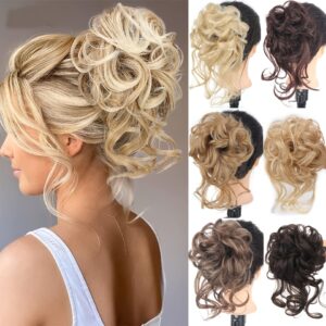 Add Volume and Style with Synthetic Messy Curly Hair Bun Chignon Scrunchy Hair Band! Hair Accessories Halloween Christmas
