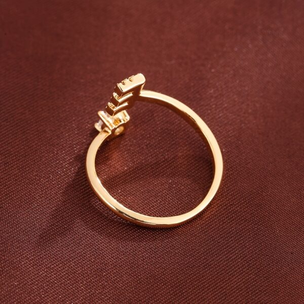 Adjustable Copper Ring With Four-claw Round Zirconia, Featuring The 26 English Letters Of Fashion Trend. - Image 18
