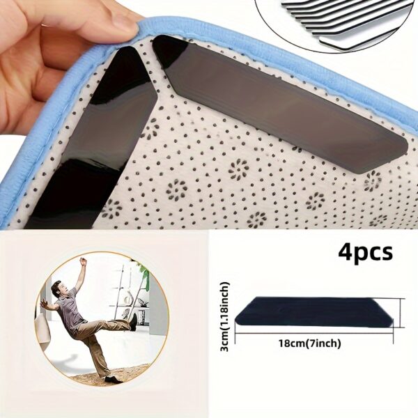 4/8pcs High-Quality Anti-Slip & Anti-Drilling Carpet Stickers for Living Room, Dining Room, Bathroom, Ceramic Tiles & Wooden Floors - Prevent Carpet Movement & Rolling - Novelty Plastic PE Material - Image 8