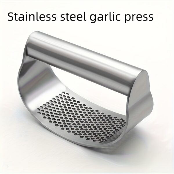 1pc, Garlic Press, Stainless Steel Garlic Press, Rocker Metal Garlic Mincer, Washable Garlic Crusher, Kitchen Garlic Chopper, Garlic Masher, Kitchen Stuff, Kitchen Gadgets Kitchen Accessories - Image 2
