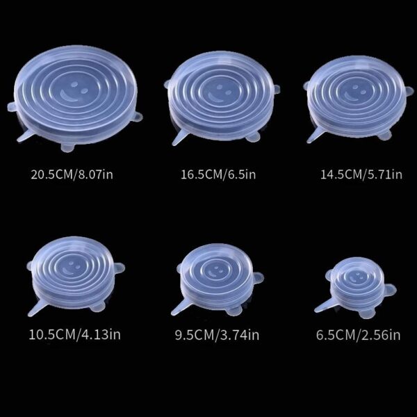 6 Silicone Stretch Lids, Reusable Durable Food Storage Covers for Bowls, Fits Most Containers in 6 Different Sizes, Dishwasher and Refrigerator Safe - Image 12