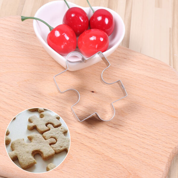 1pc Stainless Steel Jigsaw Puzzle Piece Cookie Cutter - 6.1x4.32cm - Ideal for Birthday-Themed Pastries & Fondant Decorations, Durable Sugarcraft Baking Tool, Cookie Cutters for Baking - Image 2