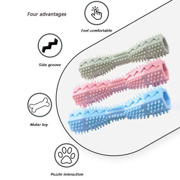 Durable Dog Chew Stick, Toothbrush For Tooth Cleaning And Massage - Soft Rubber Pet Toy - Image 4
