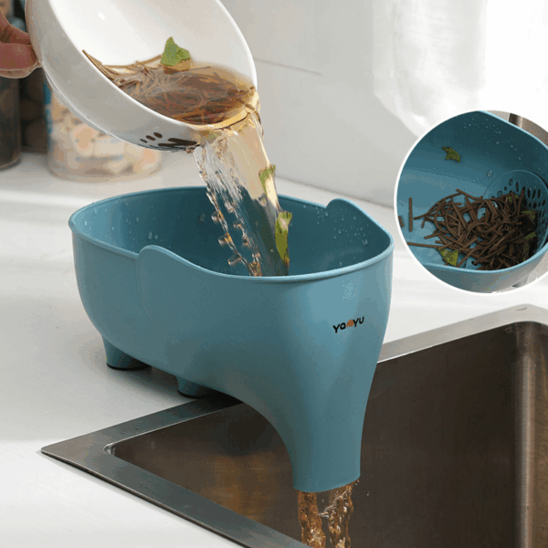 1pc Elephant Sculpt Sink Strainer Anti Skid Leftover Drain Basket Fruit Vegetable Drainer Kitchen Accessories