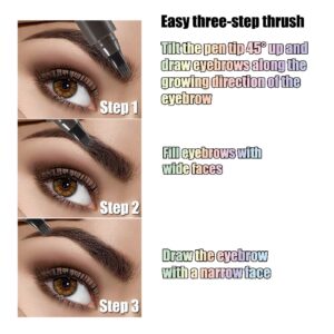Natural Looking Microblading Eyebrow Pen - 4 Split Head Waterproof Brow Makeup Pencil (5 Colors)