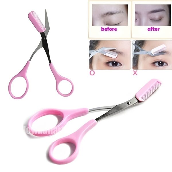 Stainless Steel Safety Eyebrow Scissors With Comb - Makeup Scissors - Image 4