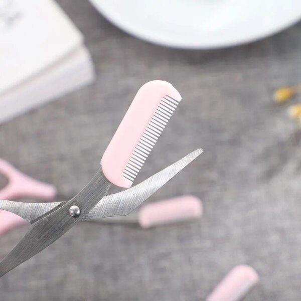 Stainless Steel Safety Eyebrow Scissors With Comb - Makeup Scissors - Image 12