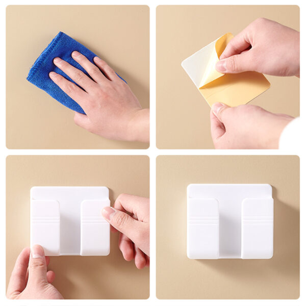 Mobile Phone Plug Wall Holder Punch Free Wall Mounted Organizer Storage Box Remote Control Mounted Charging Multifunction hook - Image 18