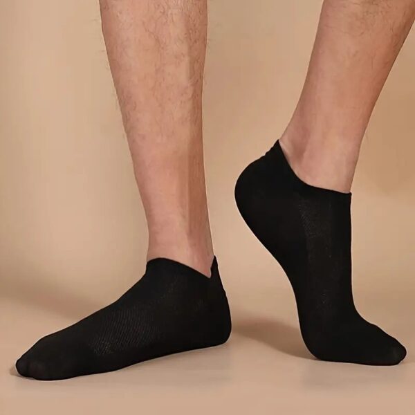 [Breathable Ankle Socks] 10/20 Pairs Breathable Ankle Socks - 100% Polyester Knit Fabric, Solid Color, Hand Wash Only, Sweat Absorbent Summer Thin Boat Socks, Cute Socks, Black, White & Grey - Image 9