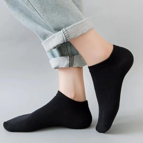 [Breathable Ankle Socks] 10/20 Pairs Breathable Ankle Socks - 100% Polyester Knit Fabric, Solid Color, Hand Wash Only, Sweat Absorbent Summer Thin Boat Socks, Cute Socks, Black, White & Grey - Image 10