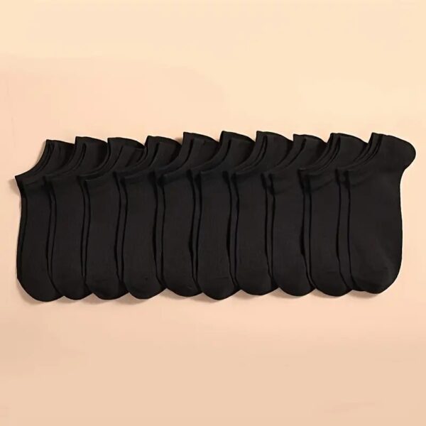 [Breathable Ankle Socks] 10/20 Pairs Breathable Ankle Socks - 100% Polyester Knit Fabric, Solid Color, Hand Wash Only, Sweat Absorbent Summer Thin Boat Socks, Cute Socks, Black, White & Grey - Image 2